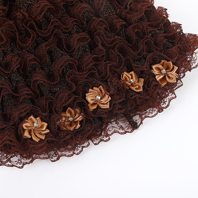 New Style Flower Lace Breathable Scarf Head-wrapping Hat Hair Cap White Hair Headwear Mother's Western Style Hair Accessories Hairdressing Hat