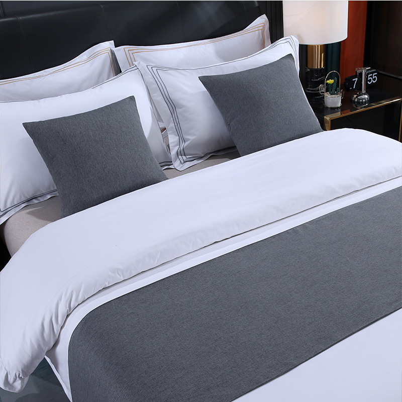 Solid color simple cotton and linen bed end towel bed flag bed end pad bed end flag hotel linen bedding wholesale