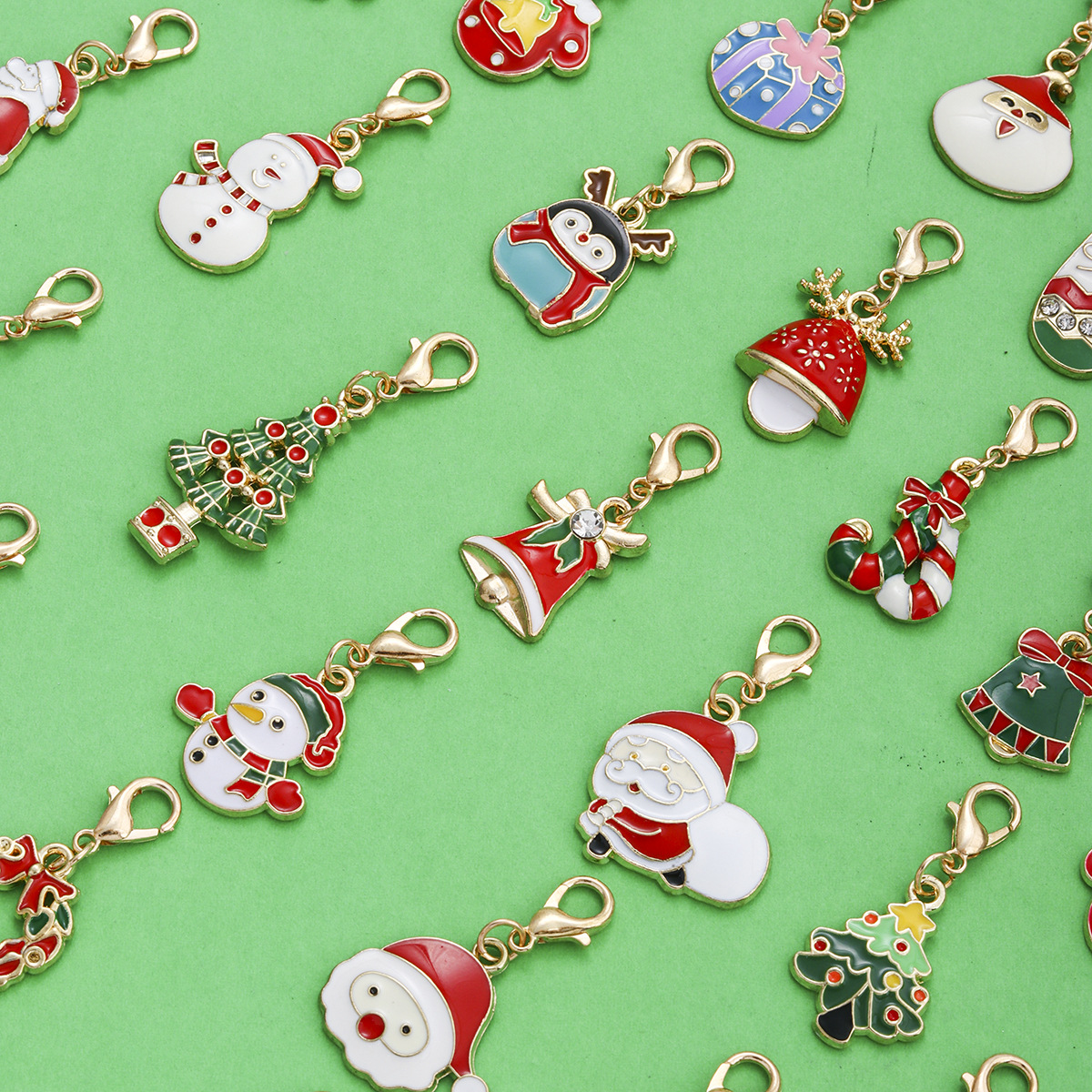 Cross-Border Christmas Earrings Alloy Oil Drop Pendant Cartoon Santa Claus Earrings Christmas Tree Elk Snowflake Lobster Clasp