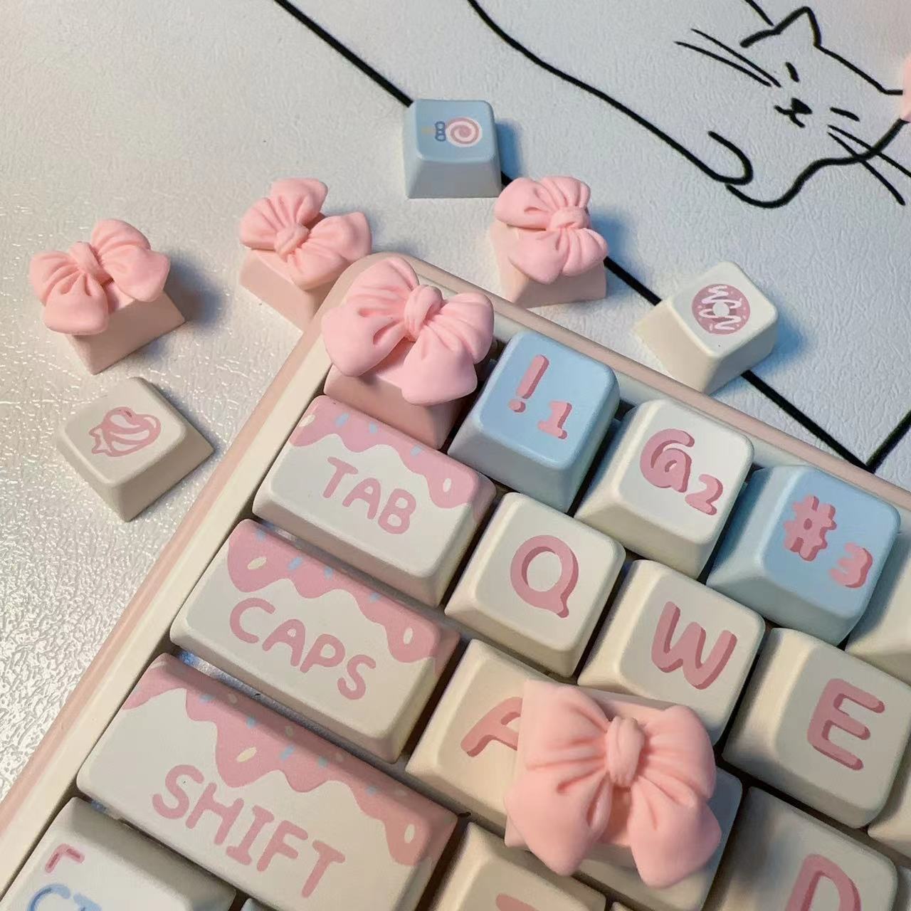 Personalized Keycap Xda Height Pbt Bow Special Key Small Red Book Hot-Selling Style Cartoon Single Keyboard Cap