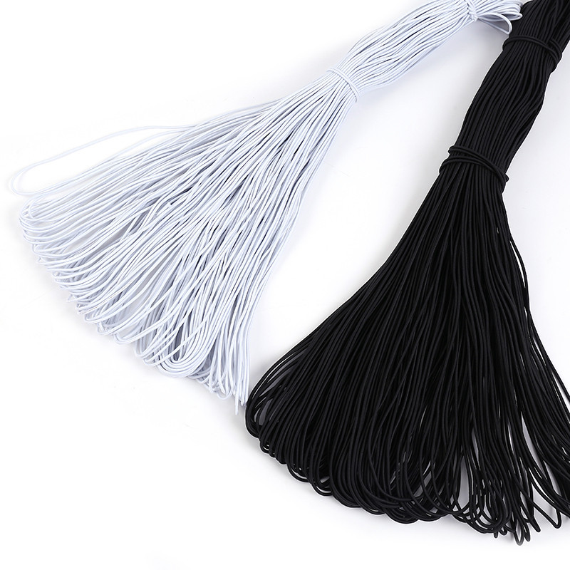 Black White Color Elastic Rope in stock 2mm Garment Toy Accessories 2.5mm Round Rubber Elastic Rope for Pants