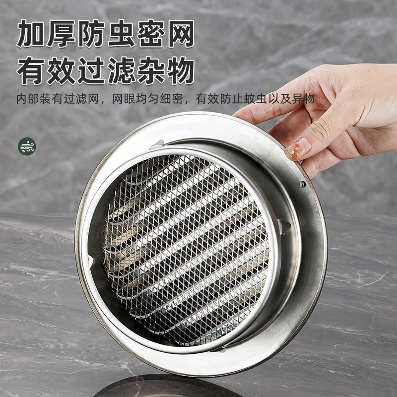 Stainless Steel Hood Flat Head Exterior Wall Ventilation Exhaust Range Hood Smoke Exhaust Outdoor Windproof Cover Kitchen