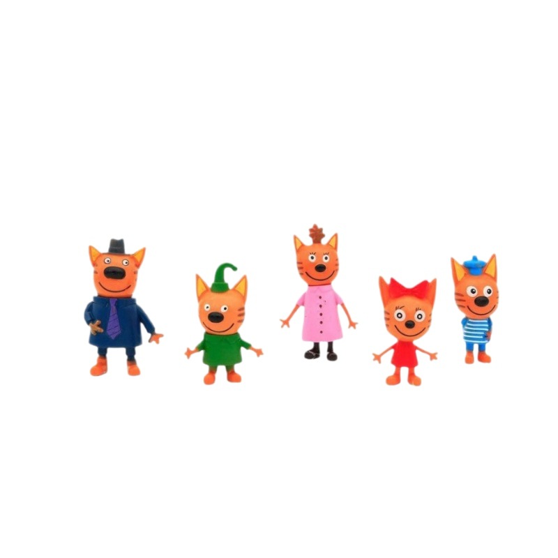 Cross-border Russian hand-made 3 kittens cake decoration birthday baking ornaments toy doll doll model