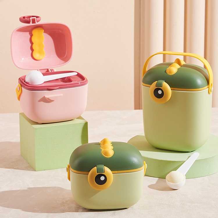 Moe fun dinosaur milk powder box cute lunch box portable out packaging box high color value baby milk powder sealed jar