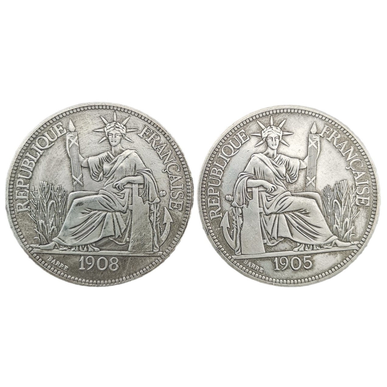 Factory Direct Sales One or Two Antique Silver Dollars from the United States in 1908 with a Diameter of 45mm, Copper Core, Silver-Plated, Seven Head Bases