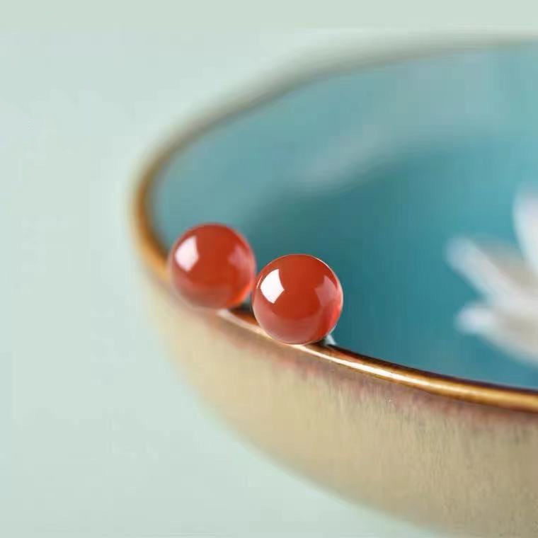 Yuyu Red Agate Earrings S925 Silver Bead Earrings Jewelry Simple Fashion Jewelry MN1122121