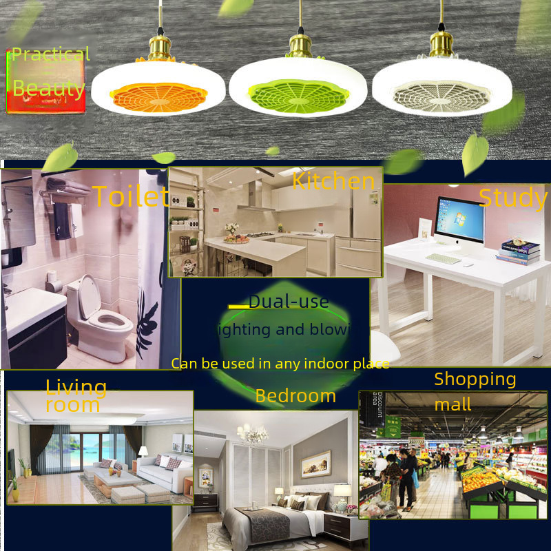 Led Fan Light E27 Screw Fan Light Small Fan Light with Remote Control Lamp Head Detachable 30W Indoor Fan Light