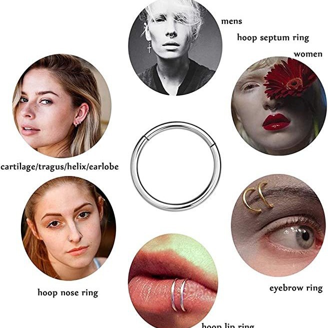 Cross-border stainless steel hinge interface ring nose ring lip decoration ring nose septum body piercing jewelry split ring batch