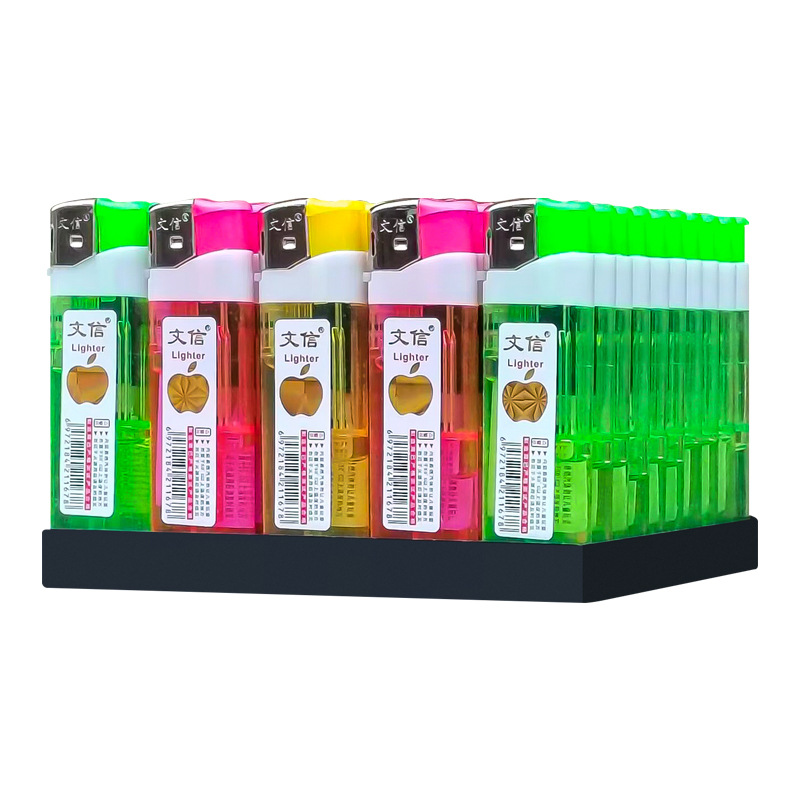 Manufacturers of Wenxin plastic open lighter transparent visible gas lighter color disposable machine flame adjustable