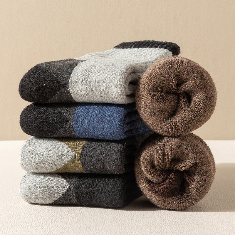 Men's thick socks winter thickened fleece-lined towel socks warm mid-calf Terry wool socks deodorant sweat-absorbent