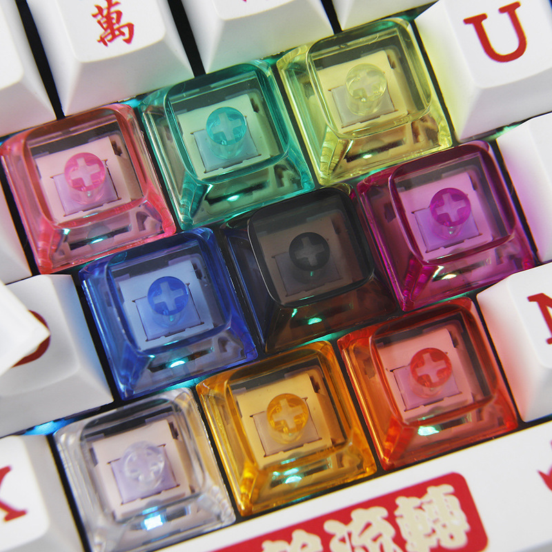 Pc Material High Transparent Xda2 Height 9.3mm Translucent Ball Cap Multi-Color Mechanical Keyboard Mx Cross Chrysanthemum Keycap