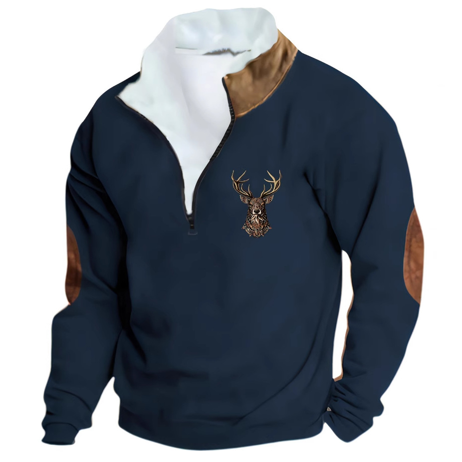 Новая мужская толстовка с длинным рукавом и полузастежкой на молнии, 3D печать, повседневная мода, европейская и американская мода, куртка