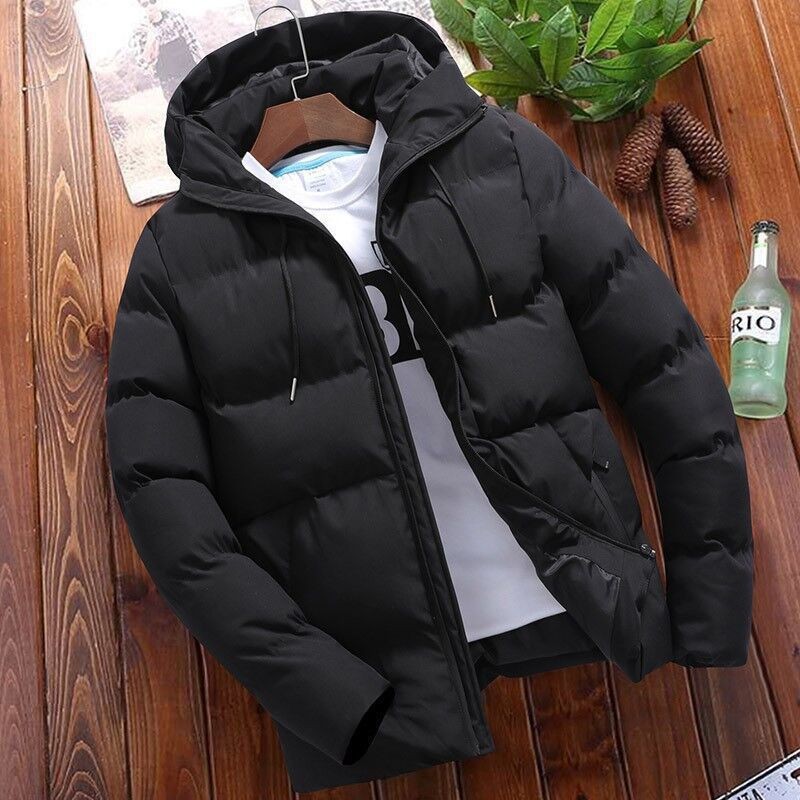 Foreign Trade Wholesale Autumn and Winter Cotton-Padded Jacket for Men, Short Thickened Youth Hooded Cotton Coat, Trendy Casual Warm Cotton-Padded Jacket