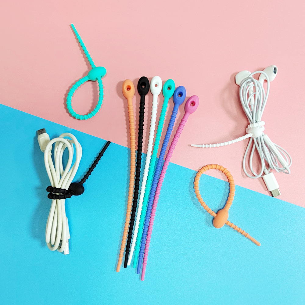 18cm Cross-border Simple Color Tadpole Silicone Cable Cable Cable Storage DIY Jewelry Key Ring Accessories