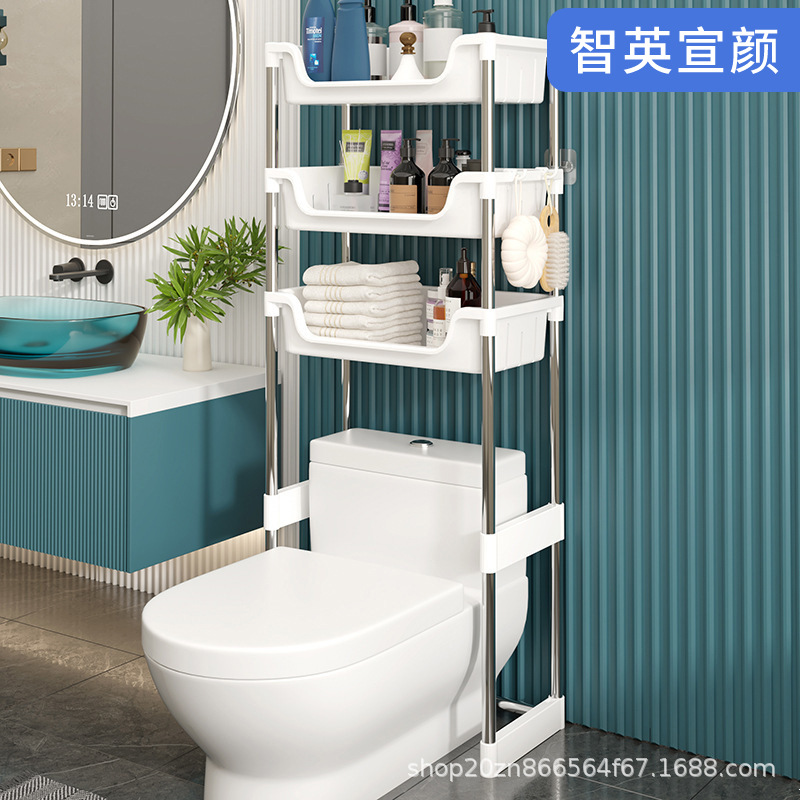 Стеллаж для хранения из нержавеющей стали, напольный до потолка, для ванной, многослойный, для туалета