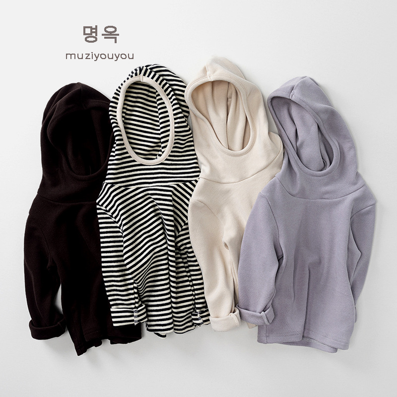 Детская флисовая базовая кофта с капюшоном, зимняя универсальная одежда в корейском стиле, персонализированный теплый комплект для мальчиков и девочек