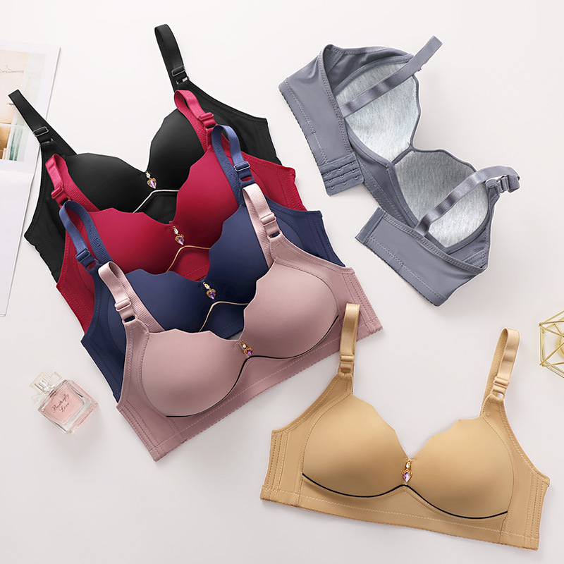 Cross-border New plus size No Steel Ring Comfortable Breathable Gather Women's Underwear Non-magnetic Thin Cup Glow chubby girl Bra