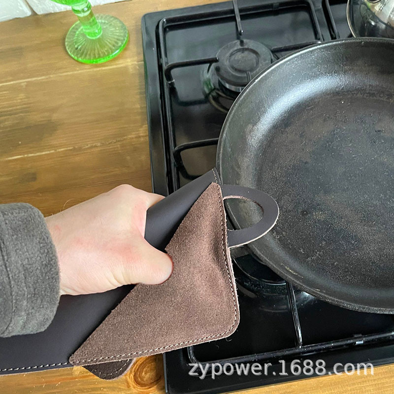 Creative Square Leather Heat-Resistant Pot Holder with Double-Layer Pockets or Handle Cover, Best Friend Housewarming Gift