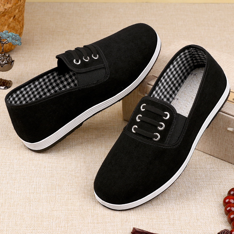 Men's Thick-Soled Non-Slip Wear-Resistant Breathable New Chinese-Style Cloth Shoes for Spring and Summer, Old Beijing Style Dad Shoes