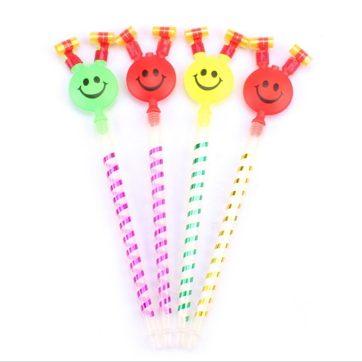Large smiley face blowing dragon whistle blowing roll children's toys smiley face blowing dragon clown blowing dragon stall toys wholesale