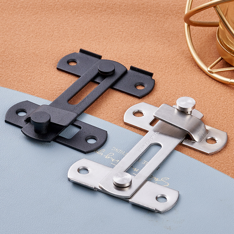 Stainless Steel Door Buckle Household Door Barn Door Latch Pet Cage Door Lock 90 Degree Buckle Sliding Door Right Angle Anti-Theft Lock