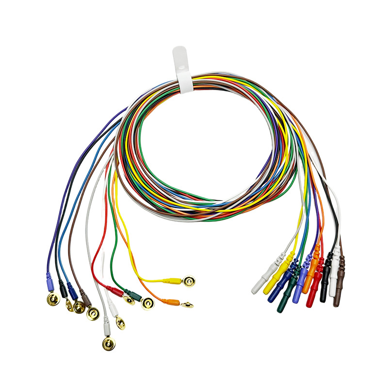 D-Type 1.5 Female Hole Brain Electrode Connection Cable Gold-Plated Brain Disc Massager Electrode Cable Accessories Button-Type Connection Cable