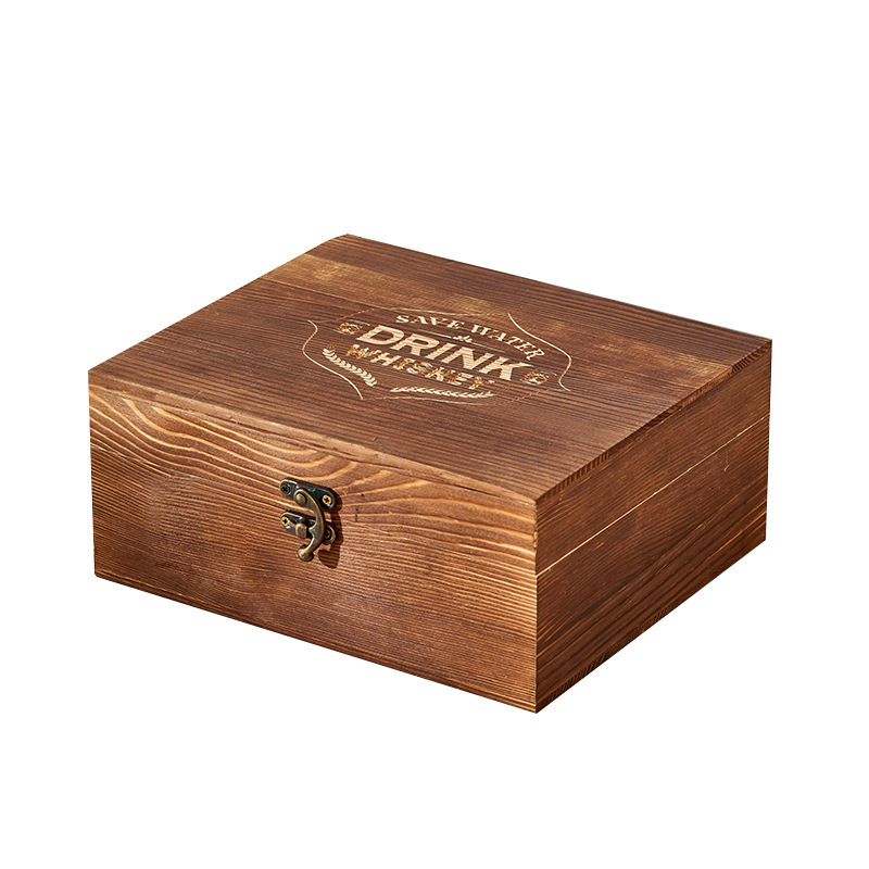 New Whiskey Glass Packaging Wooden Box Iced Wine Stone Wooden Gift Box Whiskey suit Gift Box Wine Glass Storage