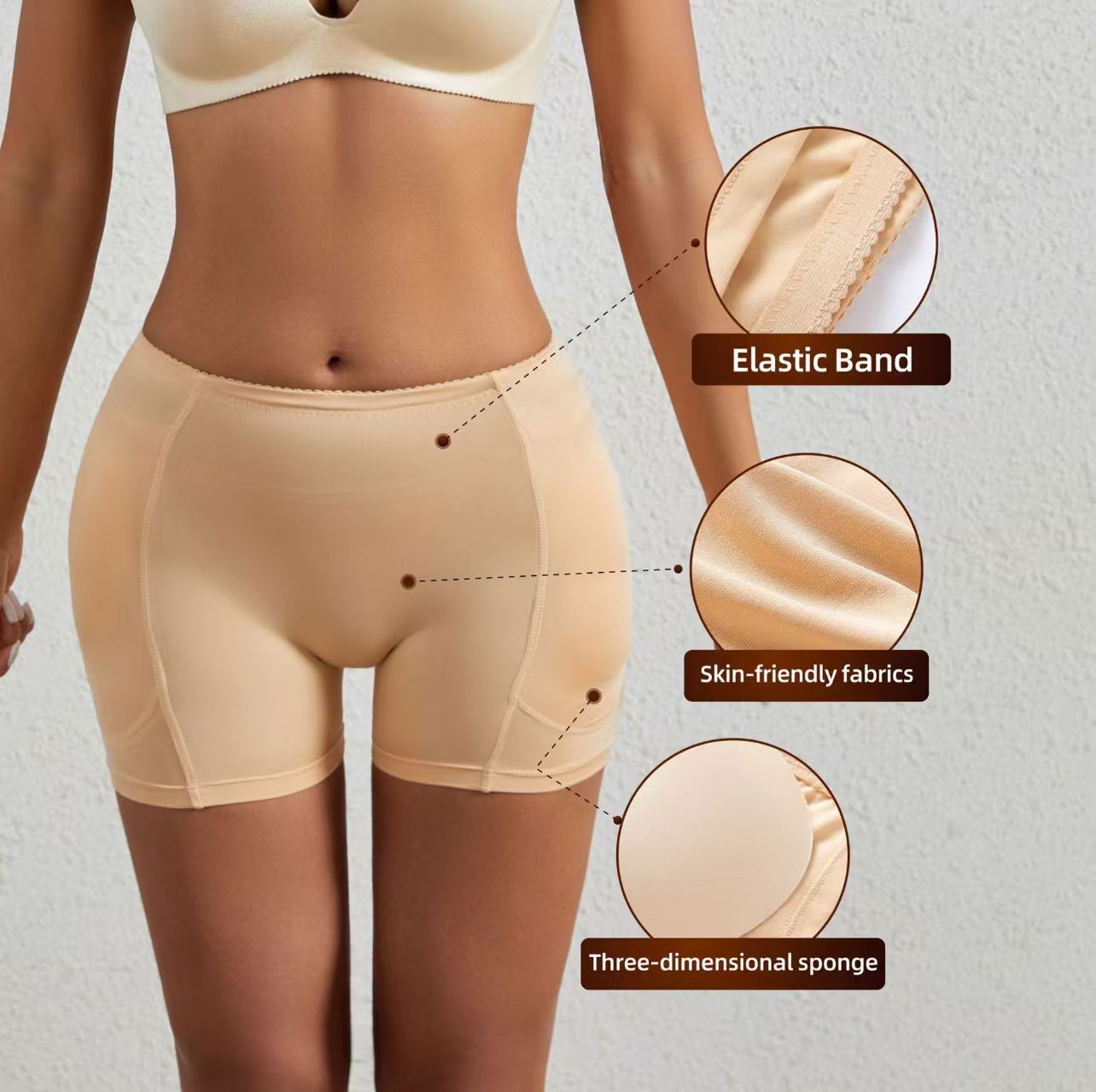 Foreign Trade Cross-Border European and American Women's Tummy Control Shapewear Pants with Hip and Buttock Enhancement, Four Sponge Pads, Peach Butt, Fake Butt, Butt-Lifting Pants