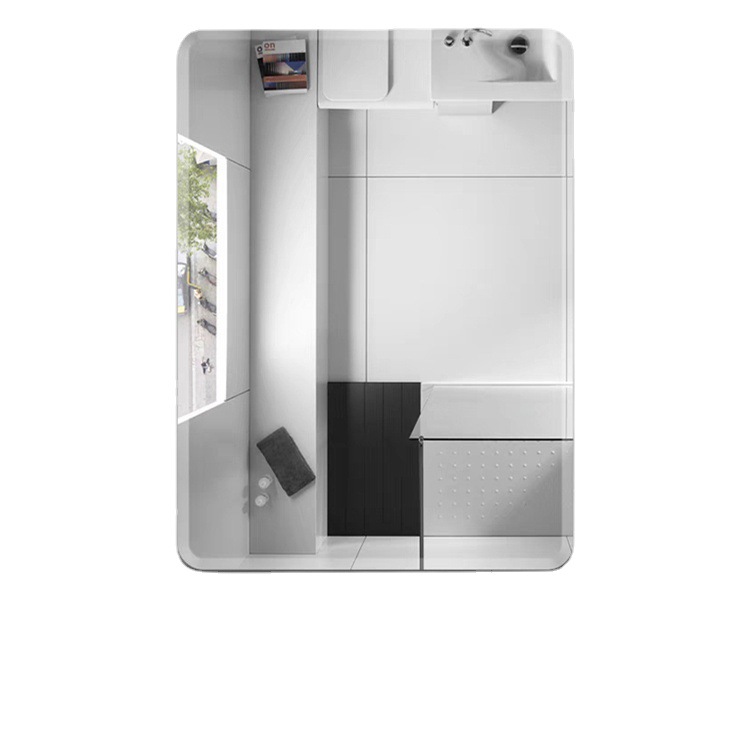 Bathroom High-Definition Glass Mirror Wall-Mounted Punch-Free Cosmetic Mirror Wall-Mounted Self-Adhesive Aluminum Alloy Frame Bathroom Mirror