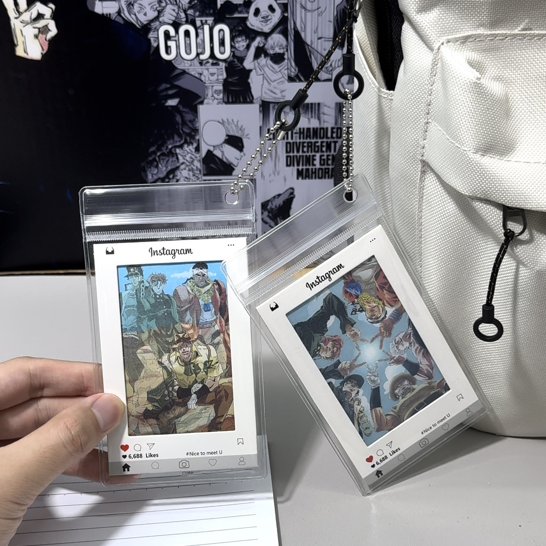 Jojo Stardust Fighter Group Photo Holographic Card Jojo Group Photo Anime Peripheral Card Small Pendant Gift for Friends