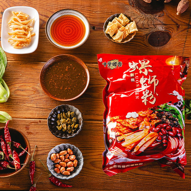 Shili Spiral incense Liuzhou snail powder bagged screw powder 300g convenient fast food sour and spicy snail powder wholesale