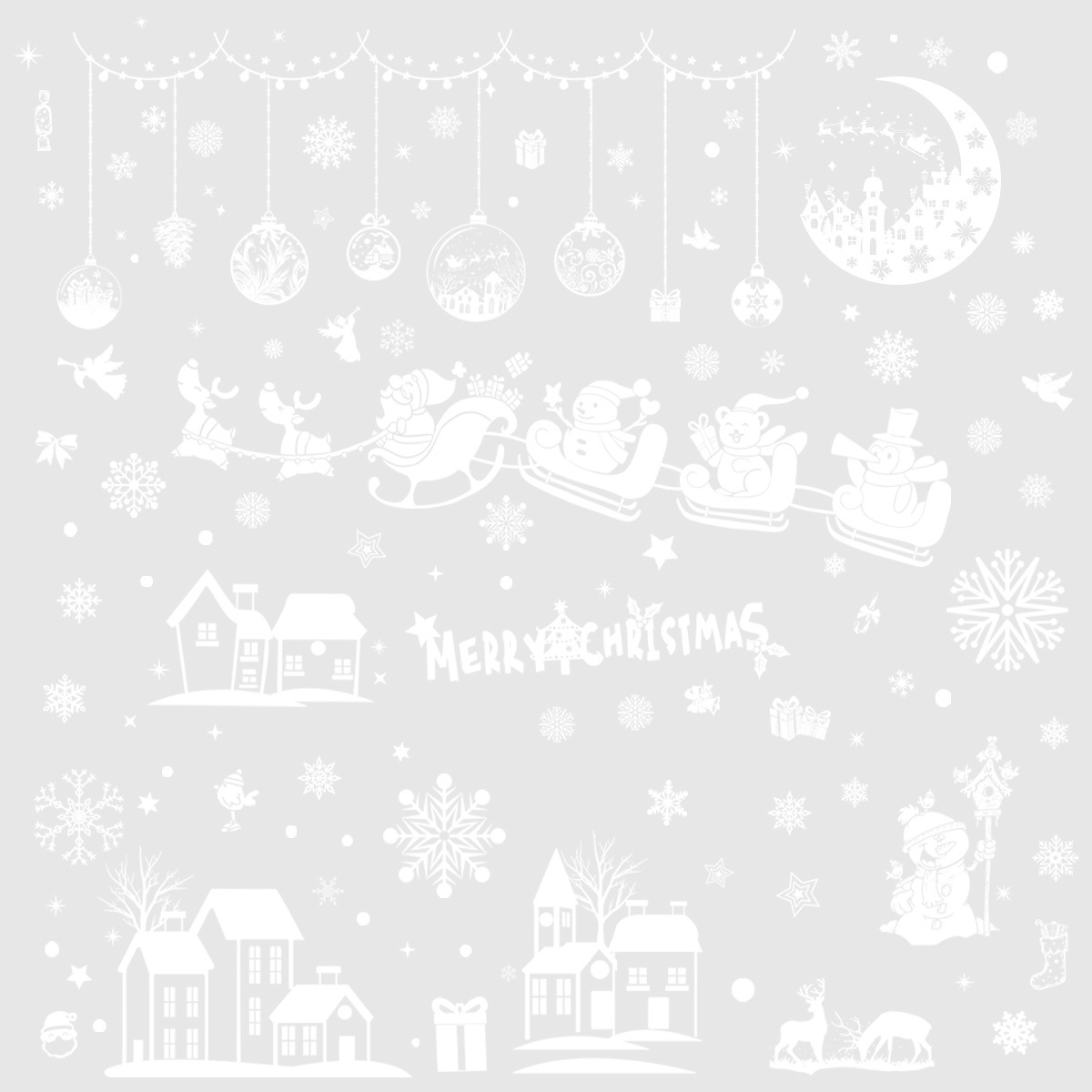 Cross-Border Christmas Santa Claus Reindeer Snowman Moon Igloo Hanging Ball Ornament Christmas Decoration Sticker for Glass Window