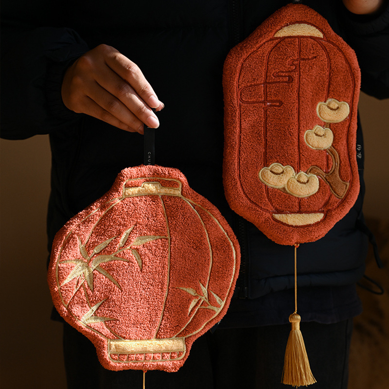 Lantern New Chinese Style Hand Towel 2025 New Kitchen Hanging Water Wiping Cloth Hanging Absorbent Thickened Towel