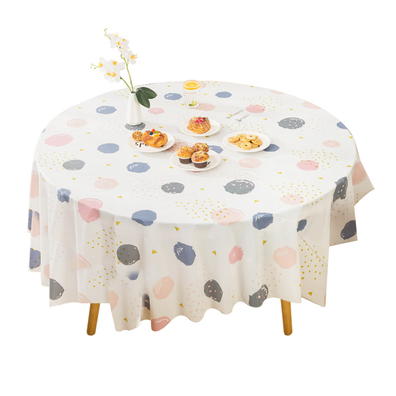 Disposable Tablecloth Plastic Waterproof Oil-Proof Rectangular Round Table Party Banquet Thickened Outdoor Portable Picnic Mat