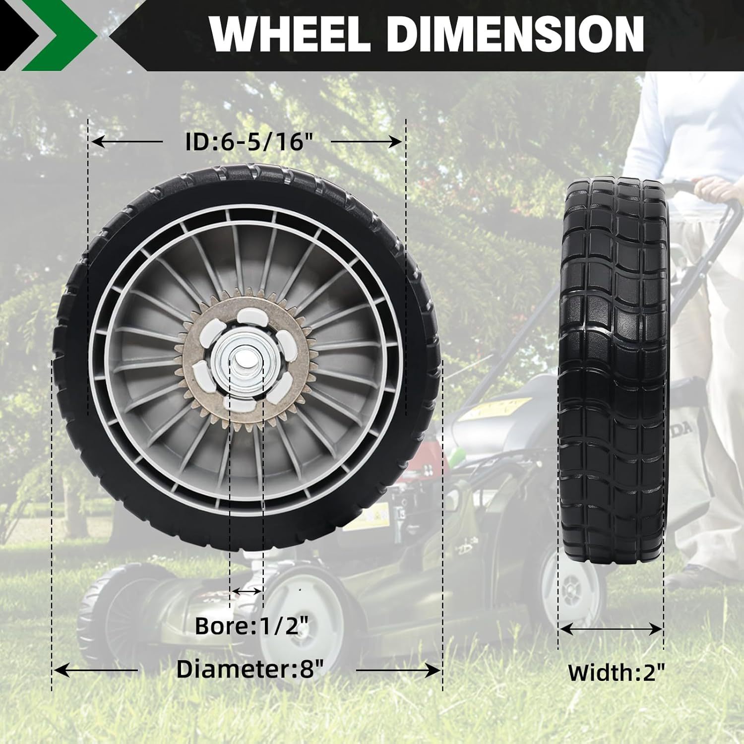 4Pcs Hrr216 Lawn Mower Drive Wheel 2 Rear Wheels and 2 Rear Wheels