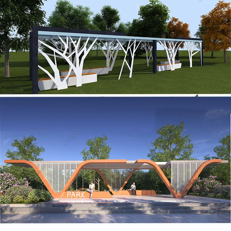 Outdoor Long Corridor Frame, Steel Structure Frame, Cultural Corridor, Garden Landscape Frame, Pavilion Corridor Frame