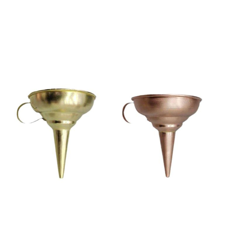 Thickened Pure Copper Wine Funnel with Large and Small Sizes, Wine Measuring Spoon, Long Handle, Small Diameter Brass Copper Funnel