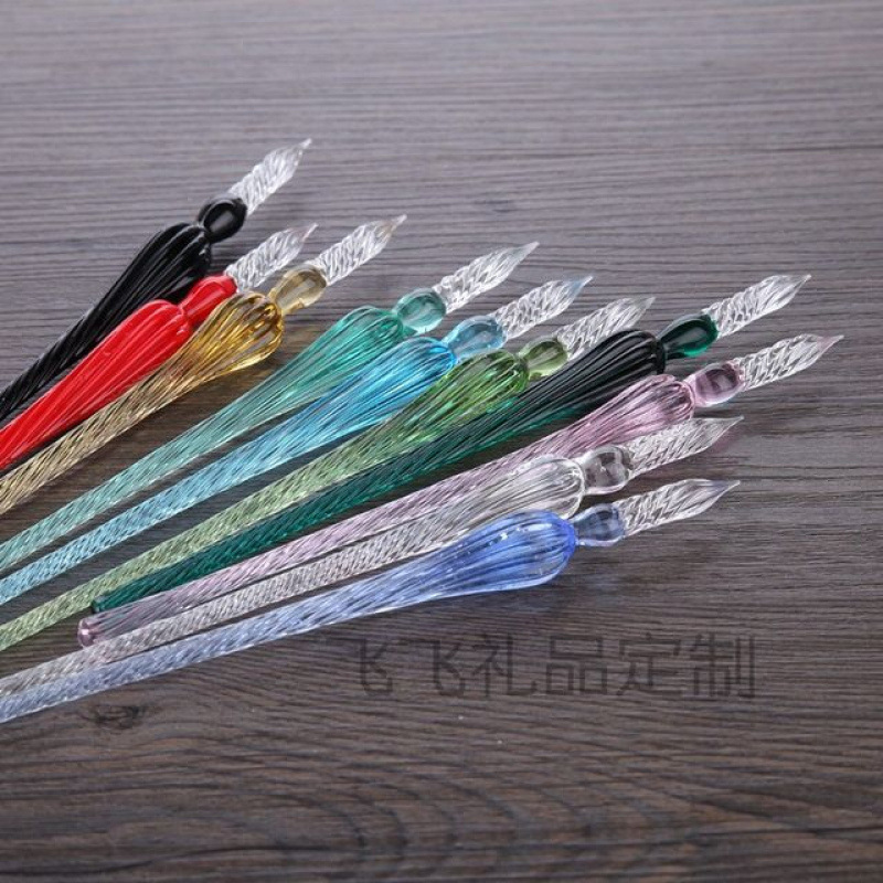 Colored Glass Pen Dipped in Water Pen Crystal Creative Gift Box, Random Colors