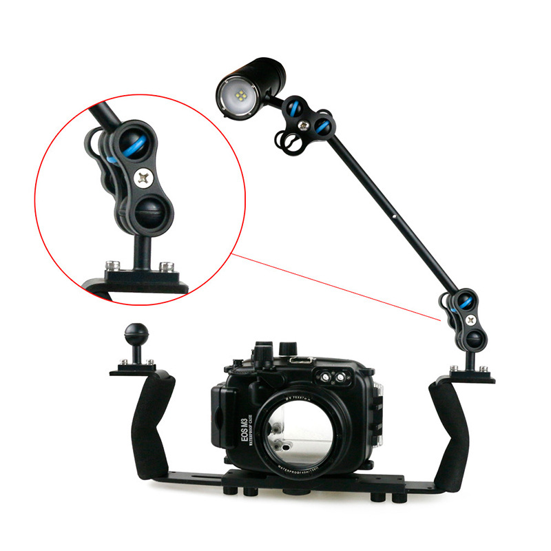 Diving Photography Butterfly Clip Aluminum Alloy Double Ball Head Clip Two-Hole Light Arm Clip Camera Diving Photography Bracket Accessories