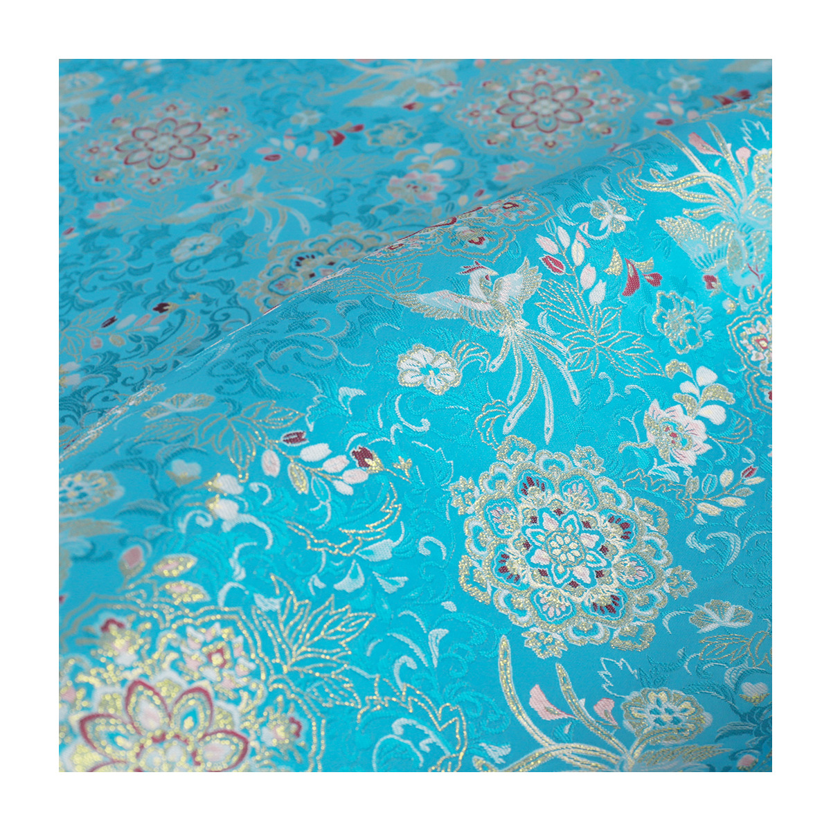 "FS269 Double Phoenix Treasure Flowers" National Style Jacquard Fabric Silk Satin Imitation Song Brocade Fabric Made of Hanfu Vest