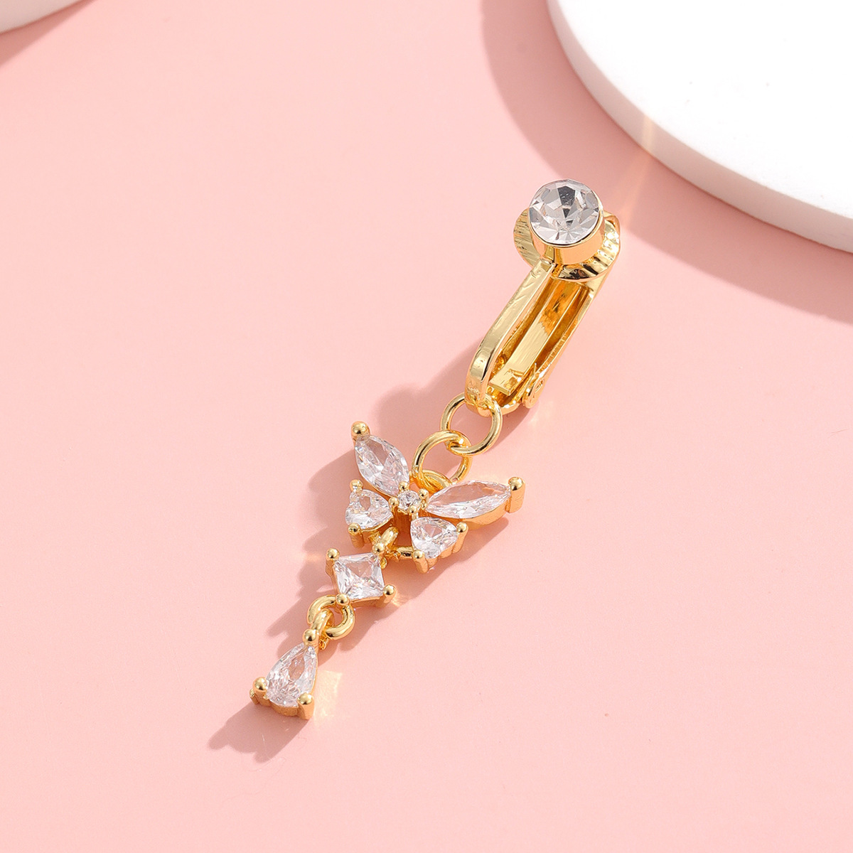 056 Cross-Border E-Commerce Hot-Selling Belly Button Rings Fake Belly Button Piercing Jewelry Butterfly Zircon Belly Button Piercing Jewelry