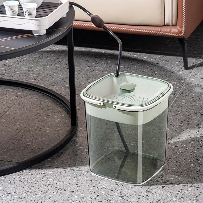 Tea bucket tea residue bucket garbage separation filter drainage bucket household portable trash can high-looking transparent tea bucket