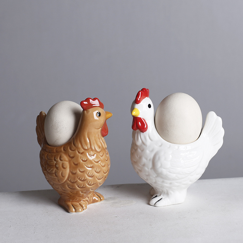 Cross-Border Ceramic Three-Dimensional Chicken-Shaped Egg Holder Cup Decoration Creative Cute Egg Cup Ceremony Breakfast Egg Rack