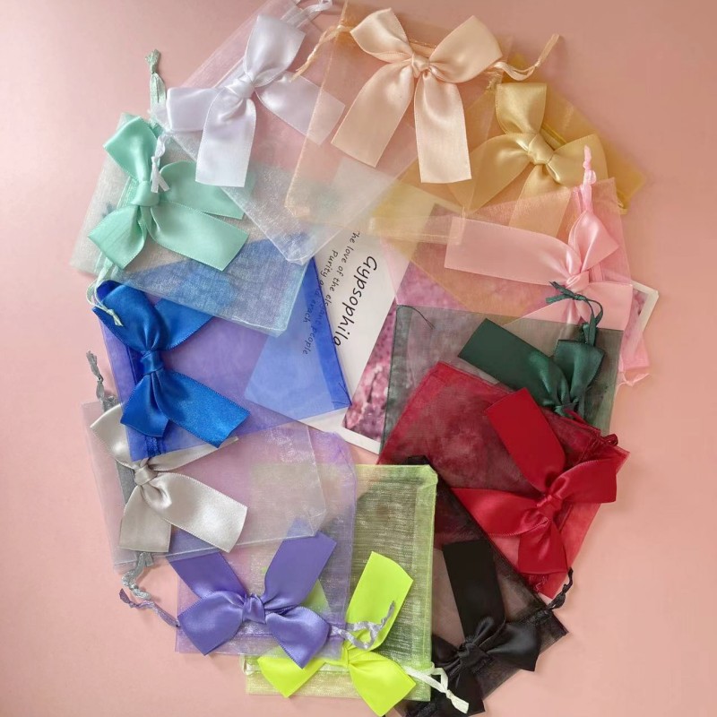 В наличии органза сумка для хранения полупрозрачная подарочная сумка с бантом сетка