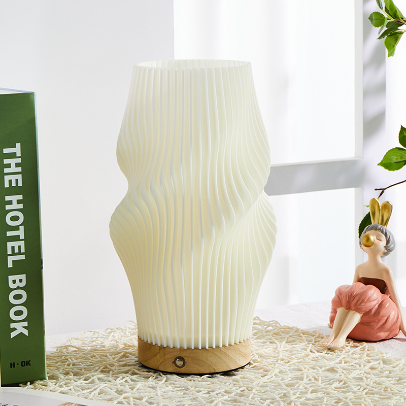 Cross-Border Scandinavian Solid Wood Decorative Table Lamp 3D Printed Atmosphere Light Charging Touch Switch Home Furnishings Stepless Dimming