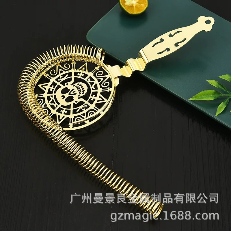Stainless Steel 304 Skull Filter Bar Cocktail Ice Separator Filter Creative Cross-Border Sample
