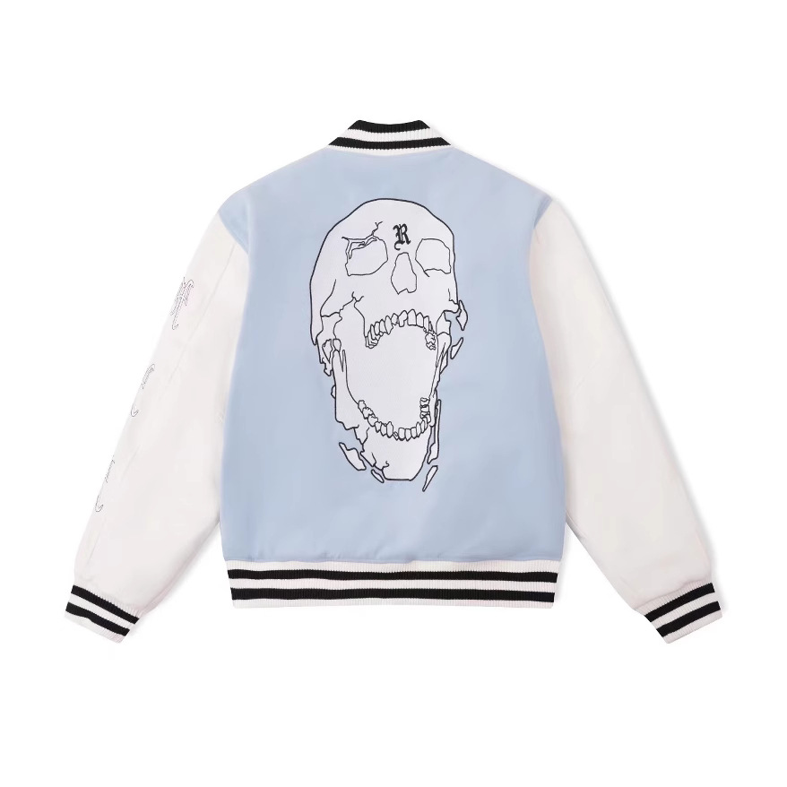 Customized European and American Trendy Brand Loose Embroidered Baseball Uniform, Autumn and Winter Fresh Splicing Long-Sleeved Jacket, Handsome Hooded