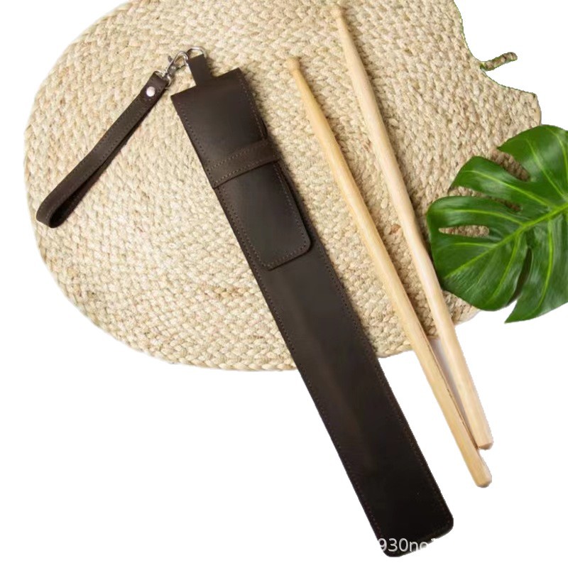 Cross-Border Amazon Etsy Retro Drum Stick Leather Cosmetics Bag Simple and Portable Percussion Instrument Drumstick Set