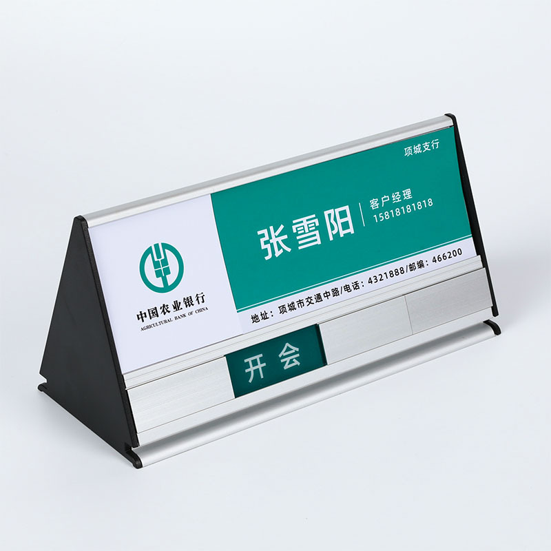 Seat Sign Aluminum Alloy Triangle Table Sign with Status Switchable Window Table Sign Name Tag Bank Lobby Position Sign