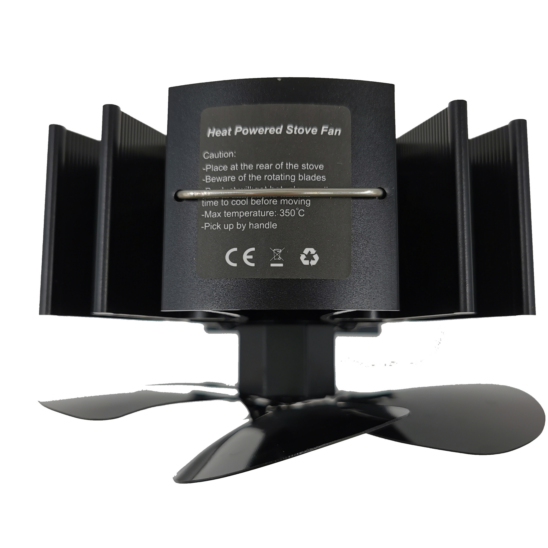 Hangzhou factory thermal power fireplace fan self-starting five-leaf ecological fireplace fan black wood fireplace fan